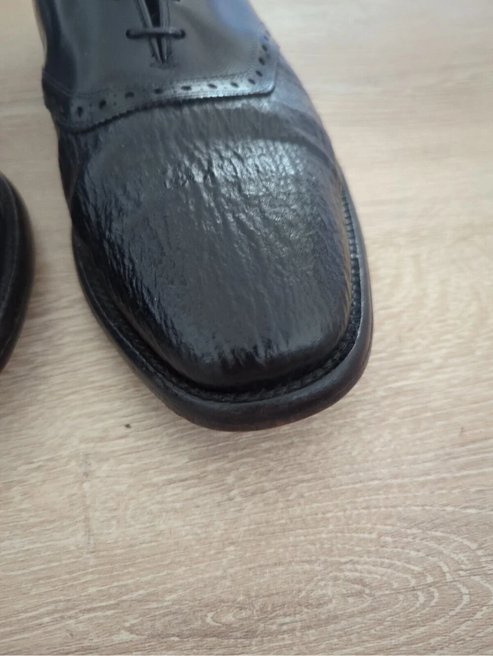 Mens Allen Edmonds Polo SHARKSKIN Rare Exotic Black Leather Size  12C 06761